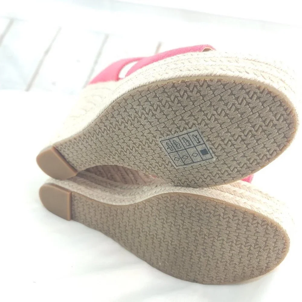 Michael Kors Womens Bradley 40S3BYMS1D Geranium Wedge Espadrille Sandal Sz 7.5M